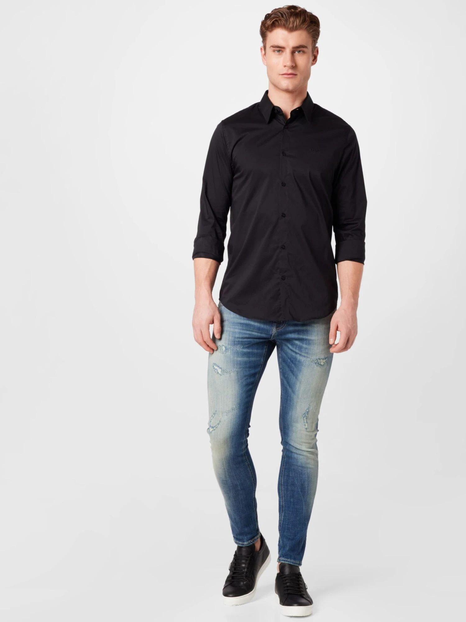 Guess Casual Skjorter Slim Fit Skjorte Mænd Sort - Billede 4