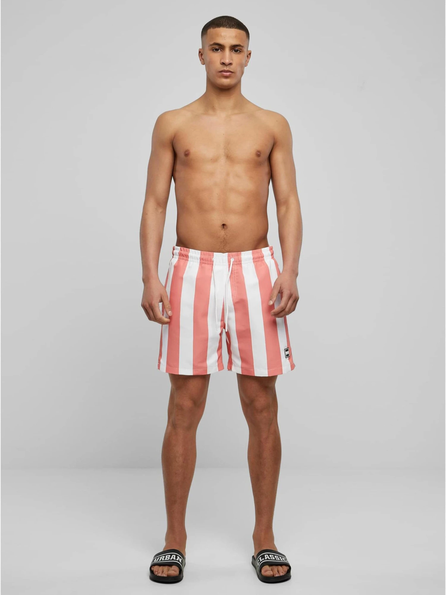 URBAN CLASSICS Badetøj Badeshorts Mænd Pink / Hvid - Billede 5
