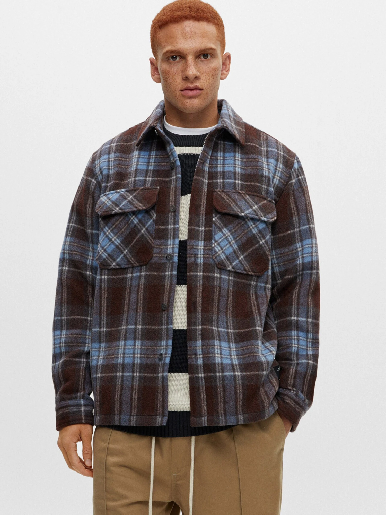 PULL & BEAR Ternede Skjorter Regular Fit Skjorte Mænd Burgunder - Billede 2