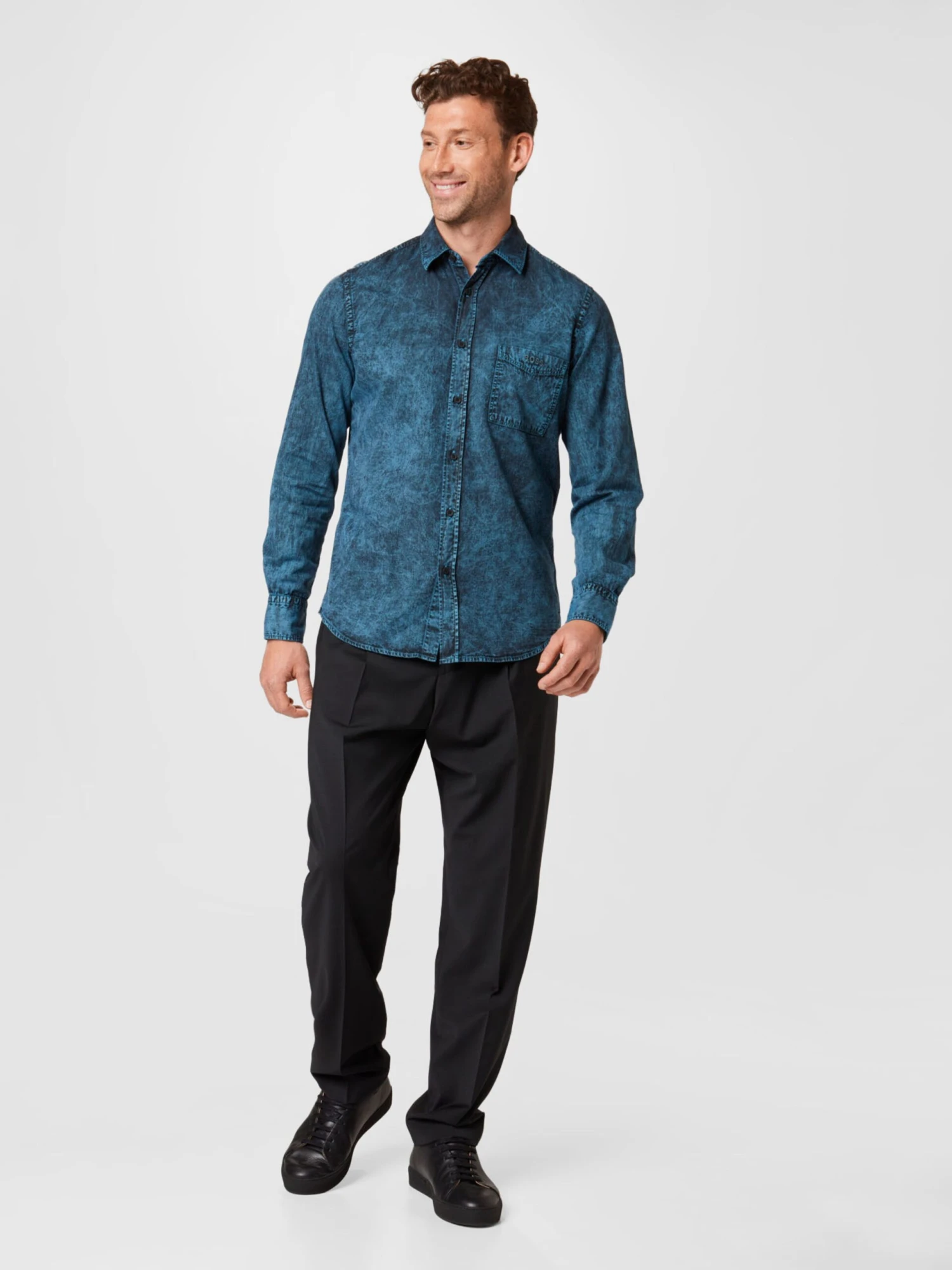 BOSS ORANGE Denimskjorter Regular Fit Skjorte Relegant 5 Mænd Mørkeblå - Billede 5