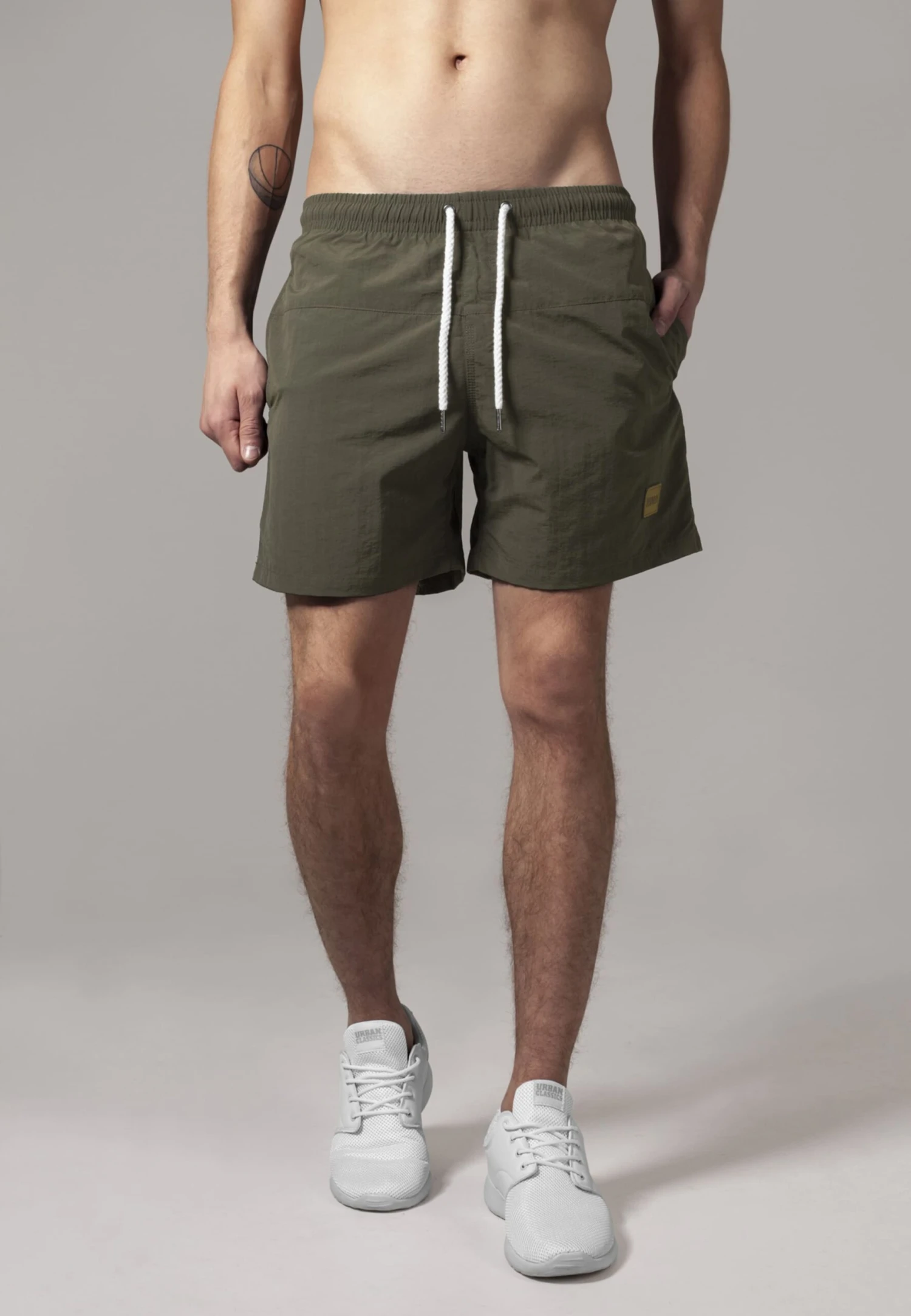 URBAN CLASSICS Badetøj Badeshorts Block Swim Mænd Khaki - Billede 4