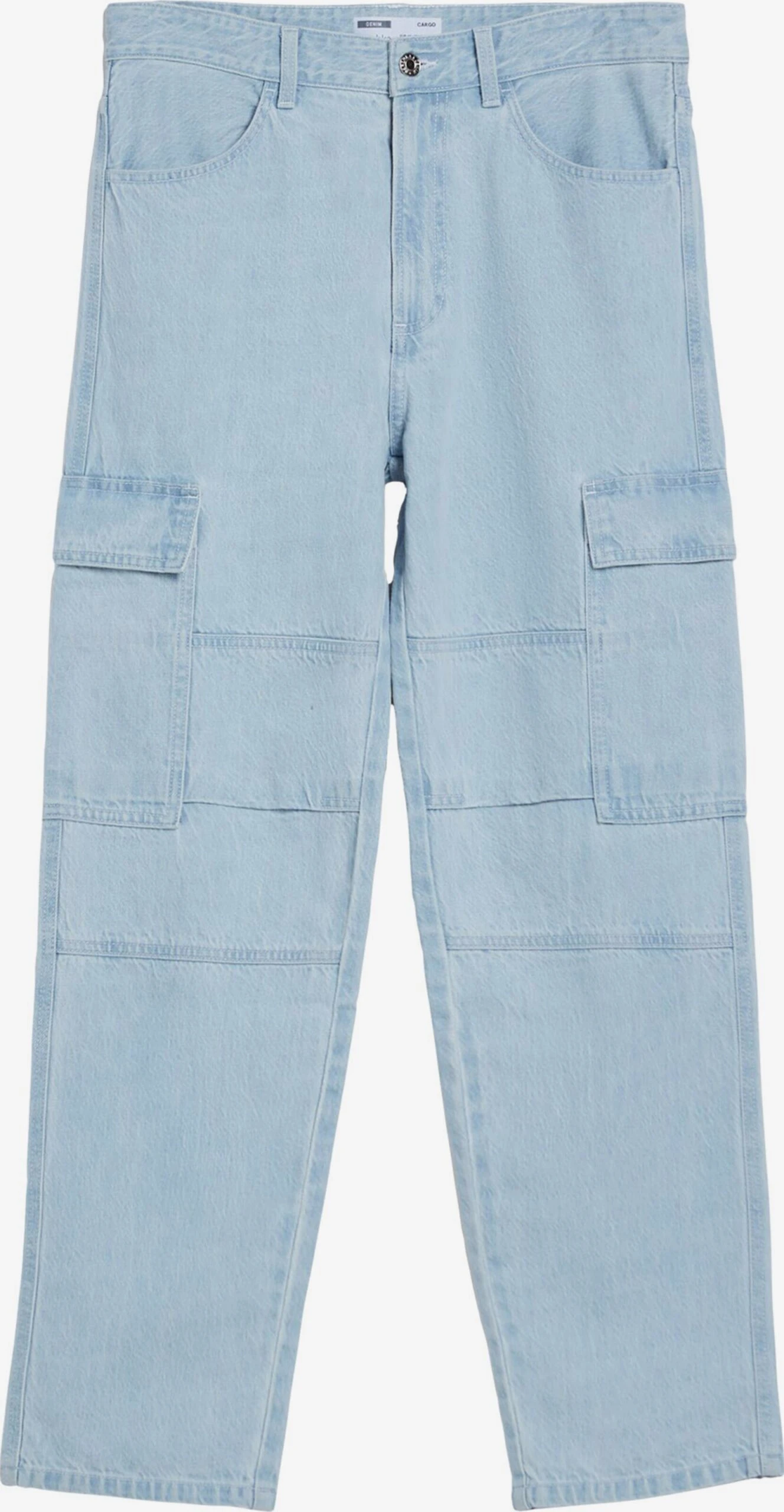 BERSHKA Loose Fit Loosefit Cargojeans Mænd Lyseblå