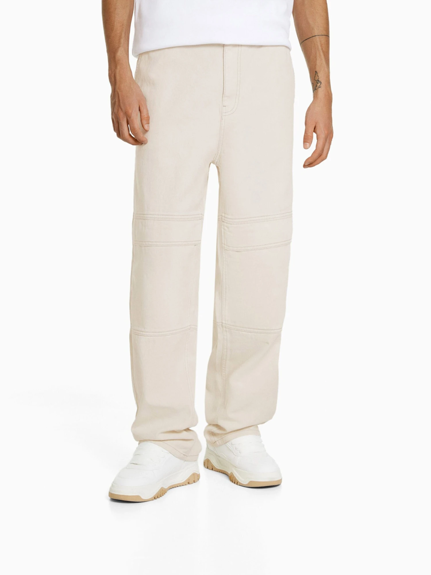 BERSHKA Loose Fit Loosefit Jeans Mænd Ecru - Billede 2