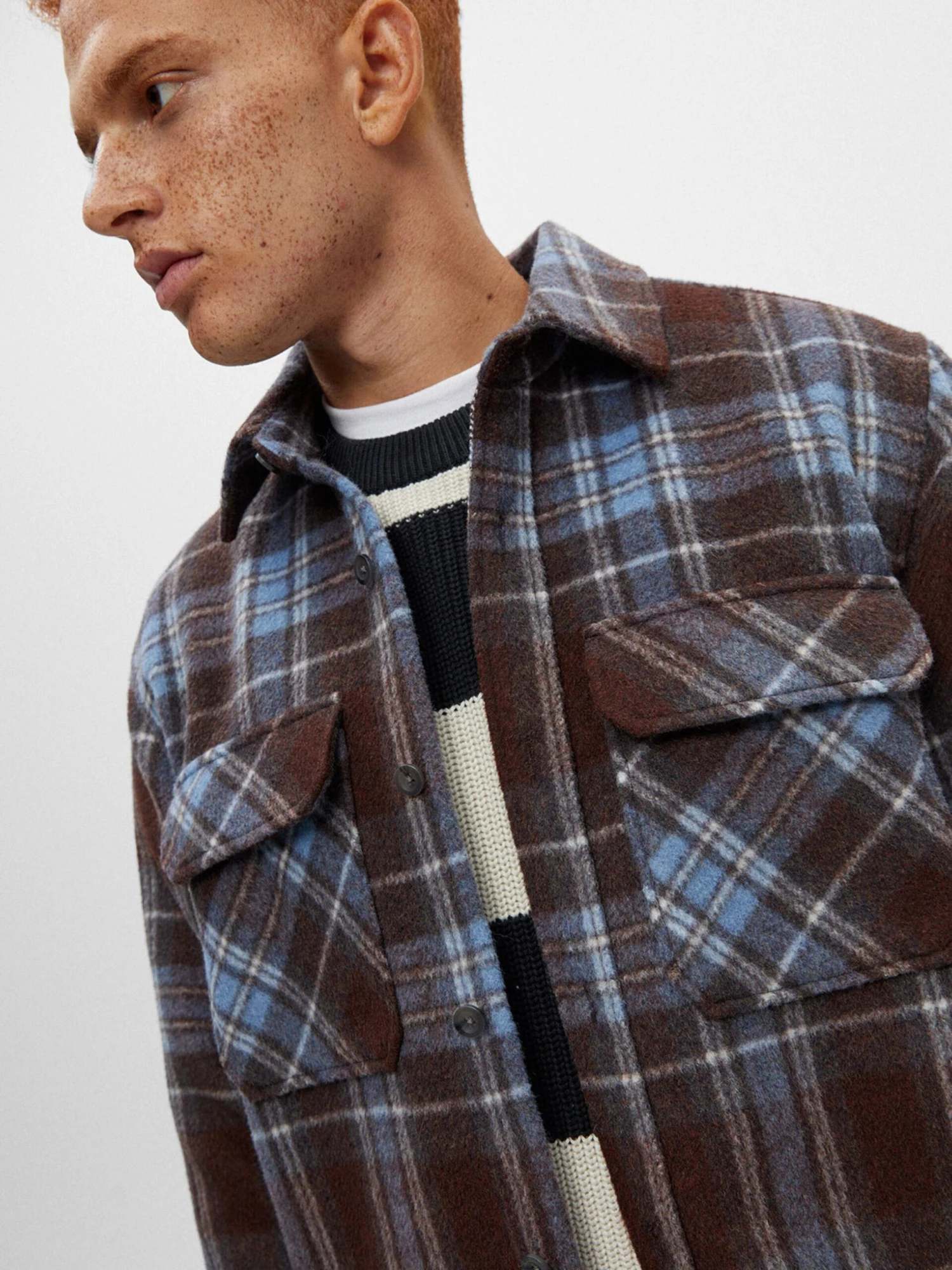 PULL & BEAR Ternede Skjorter Regular Fit Skjorte Mænd Burgunder - Billede 5