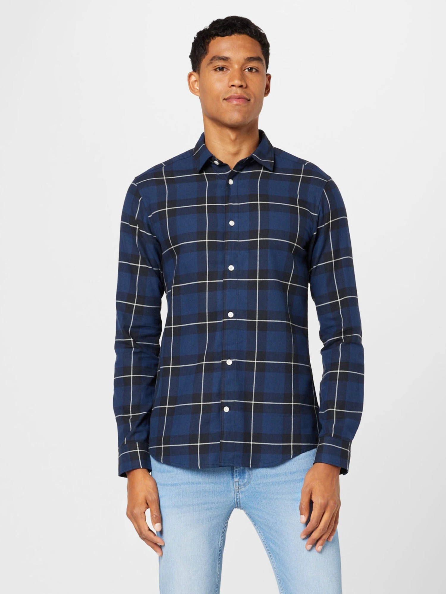 Only & Sons Ternede Skjorter Slim Fit Skjorte ARI Mænd Navy / Natblå - Billede 3