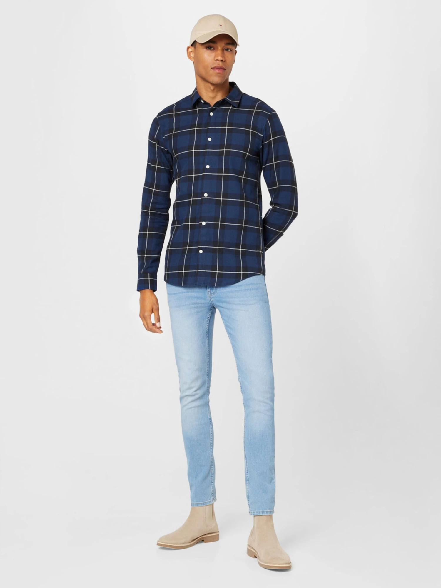 Only & Sons Ternede Skjorter Slim Fit Skjorte ARI Mænd Navy / Natblå - Billede 5