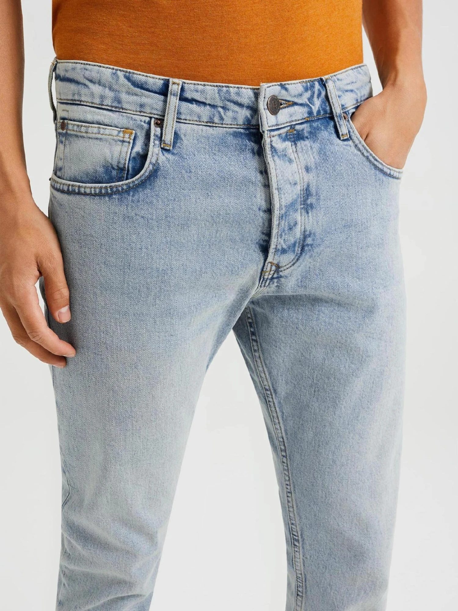 WE FASHION Straight Leg Regular Jeans Mænd Lyseblå - Billede 5