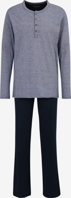 Schiesser Nattøj Pyjamas Lang Mænd Navy / Grå-meleret