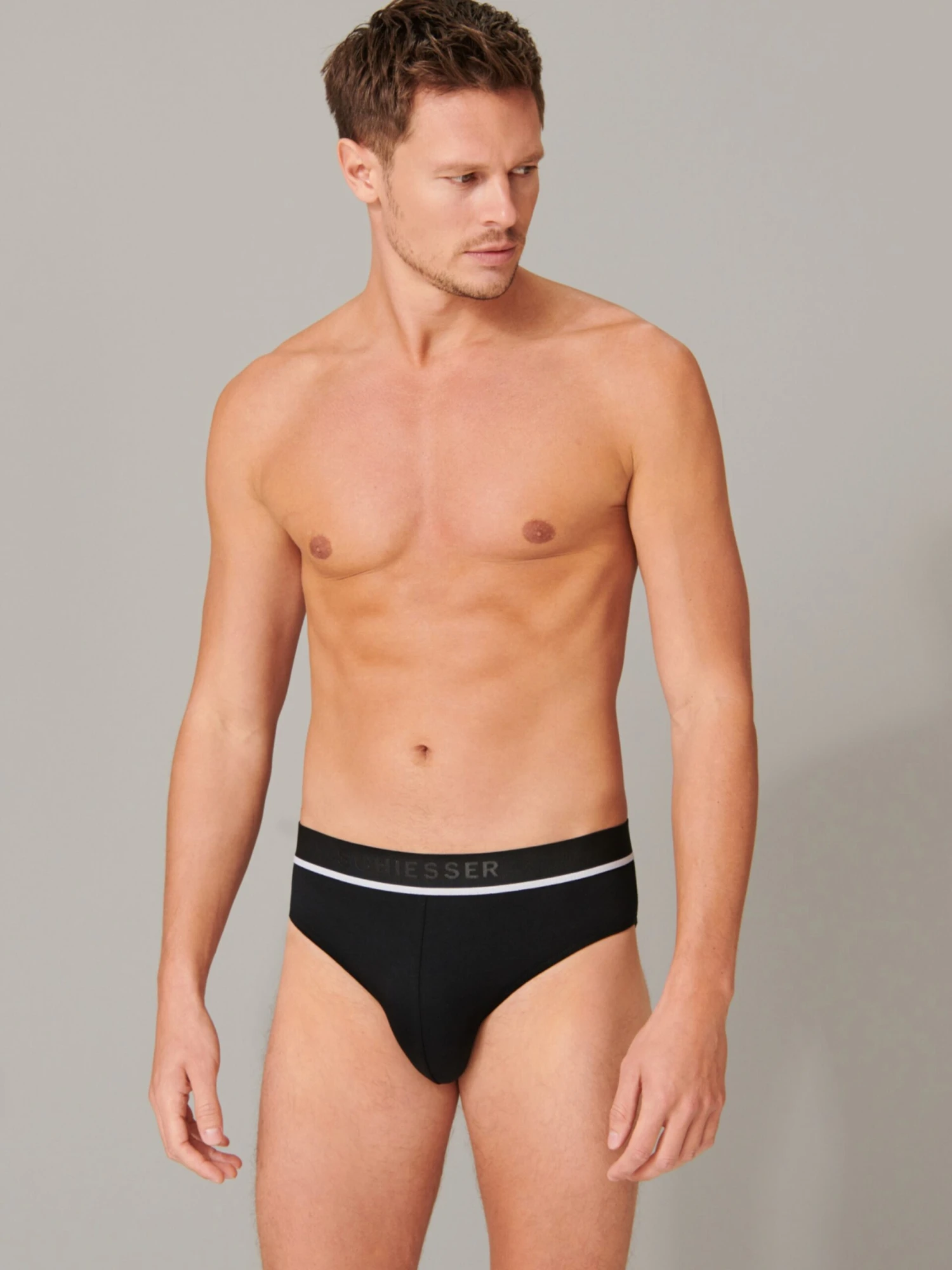 Schiesser Trusser Slip Mænd Grå-meleret / Sort - Billede 2