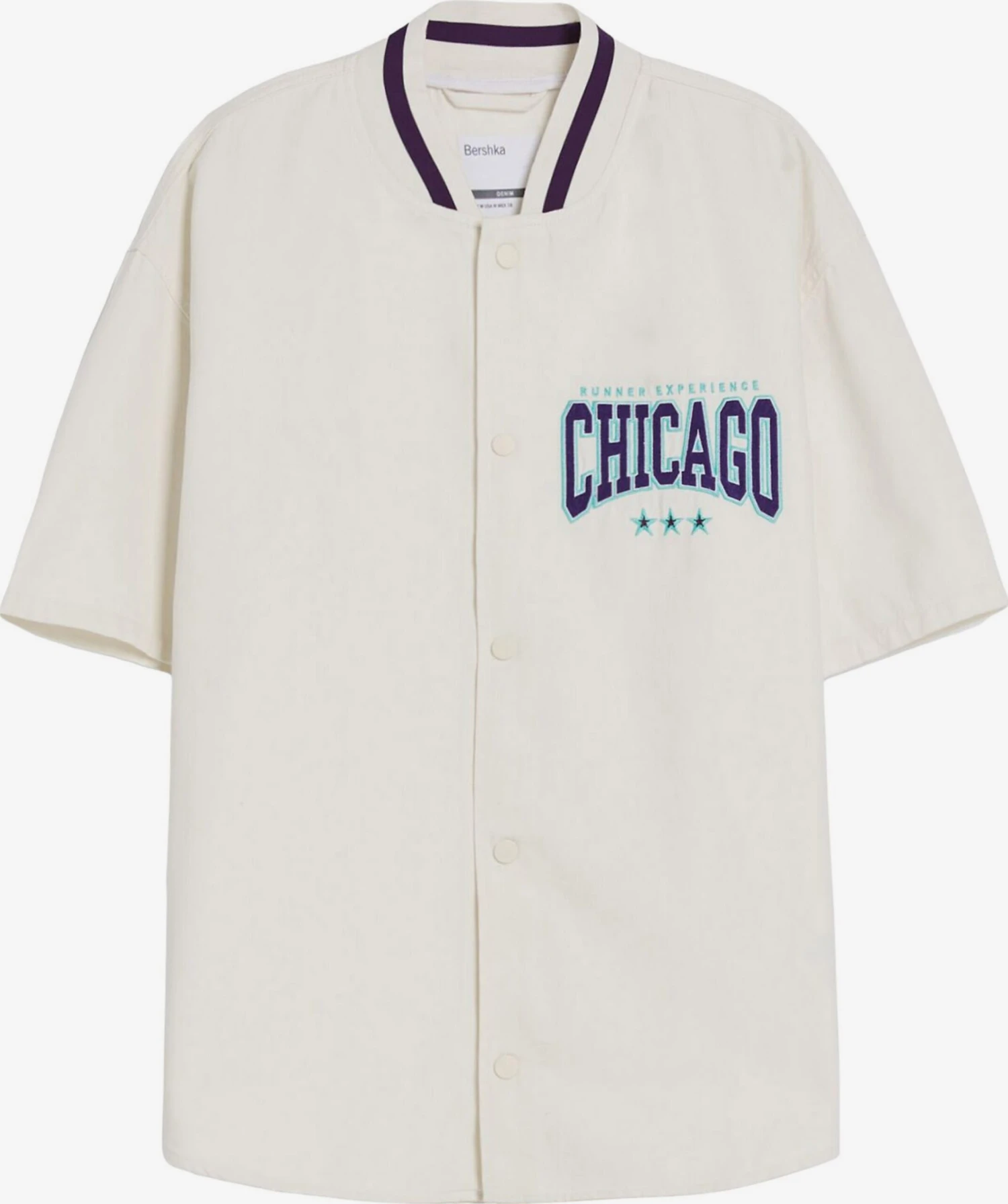 BERSHKA Denimskjorter Comfort Fit Skjorte Mænd Ecru