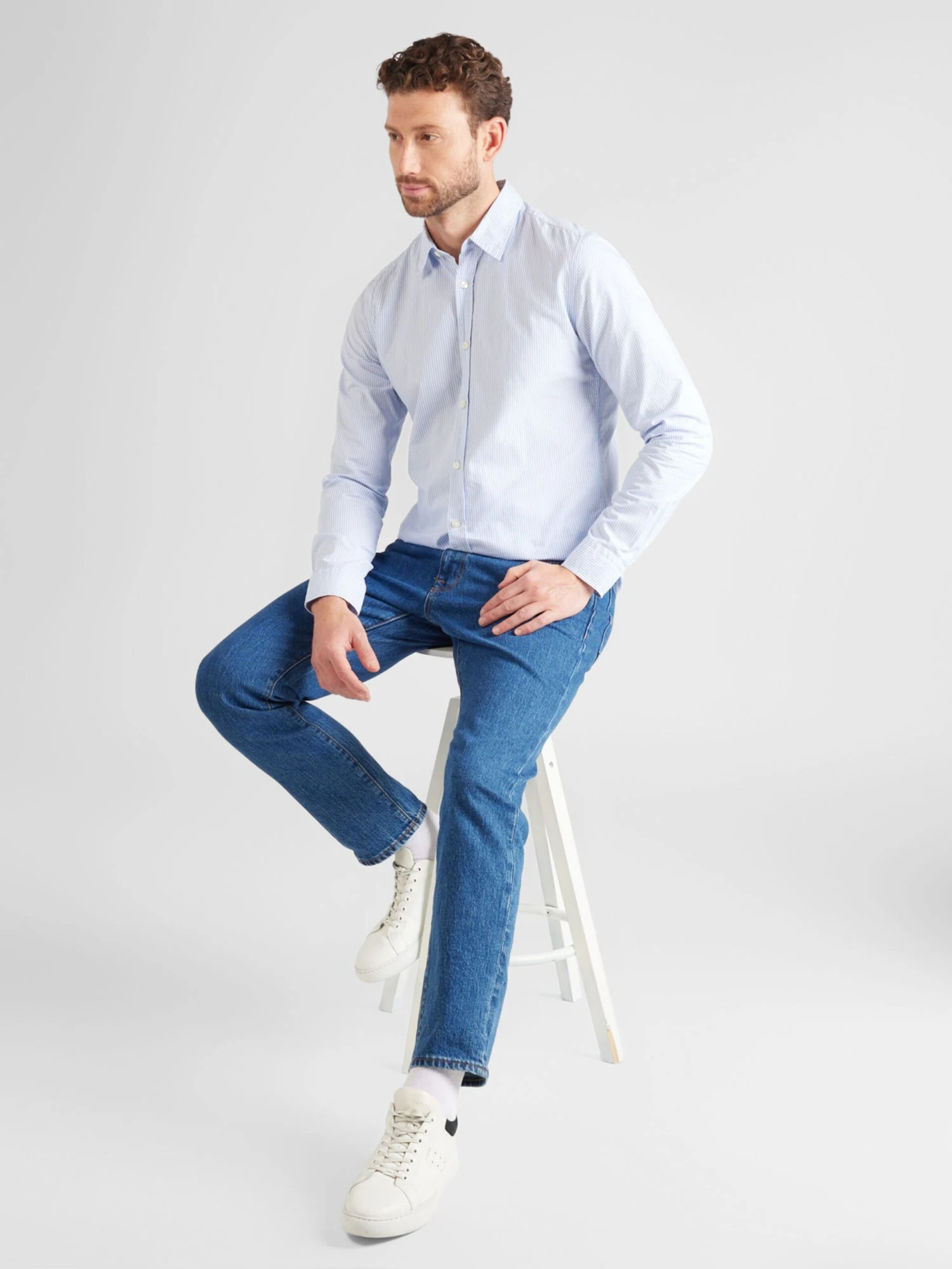 Casual Skjorter Regular Fit Skjorte ROAN Mænd Lyseblå - Billede 5