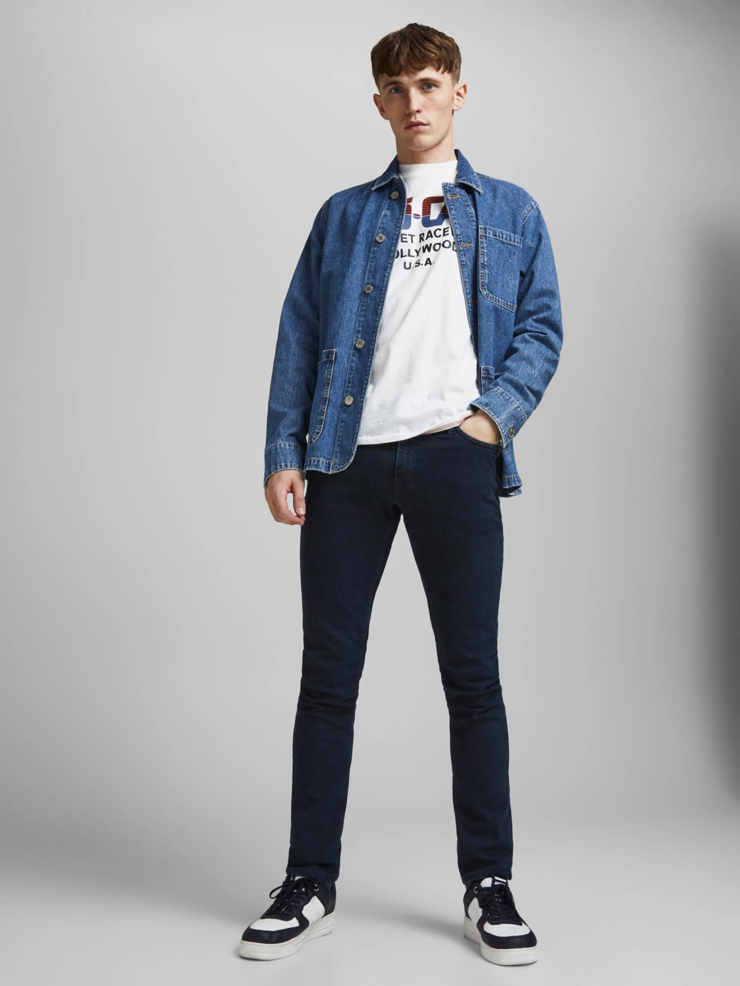 Jack & Jones Skinny Fit Skinny Jeans Glenn Felix Mænd Mørkeblå - Billede 5