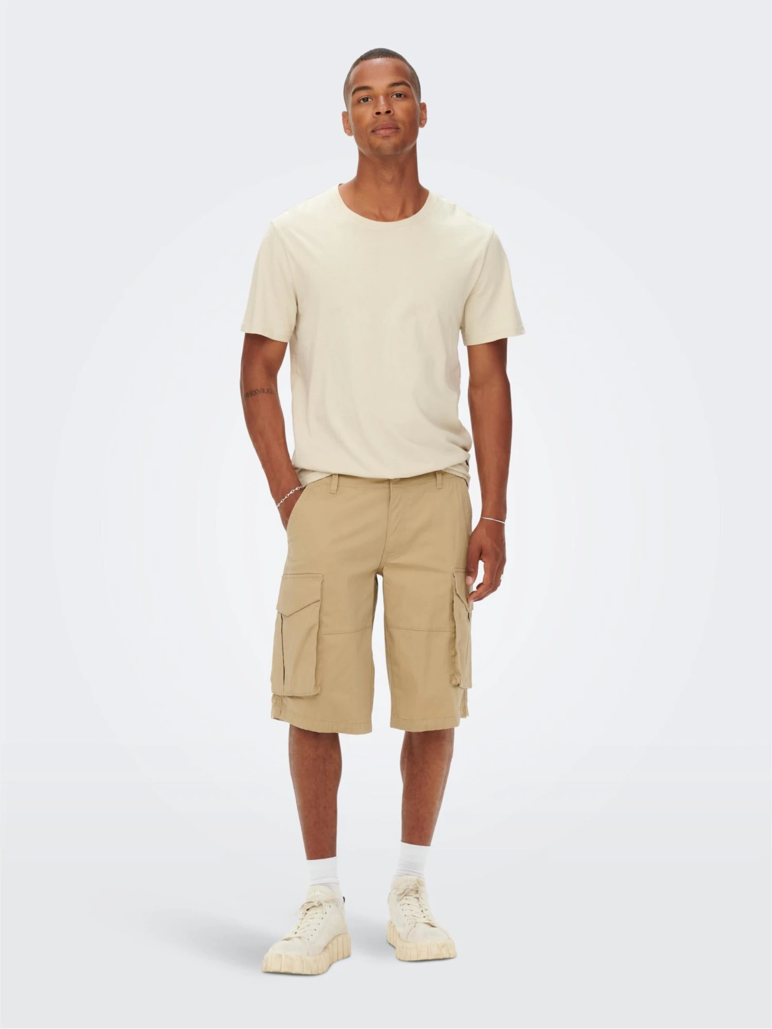 Only & Sons Cargoshorts Regular Cargobukser Kim Mænd Mørkebeige - Billede 4