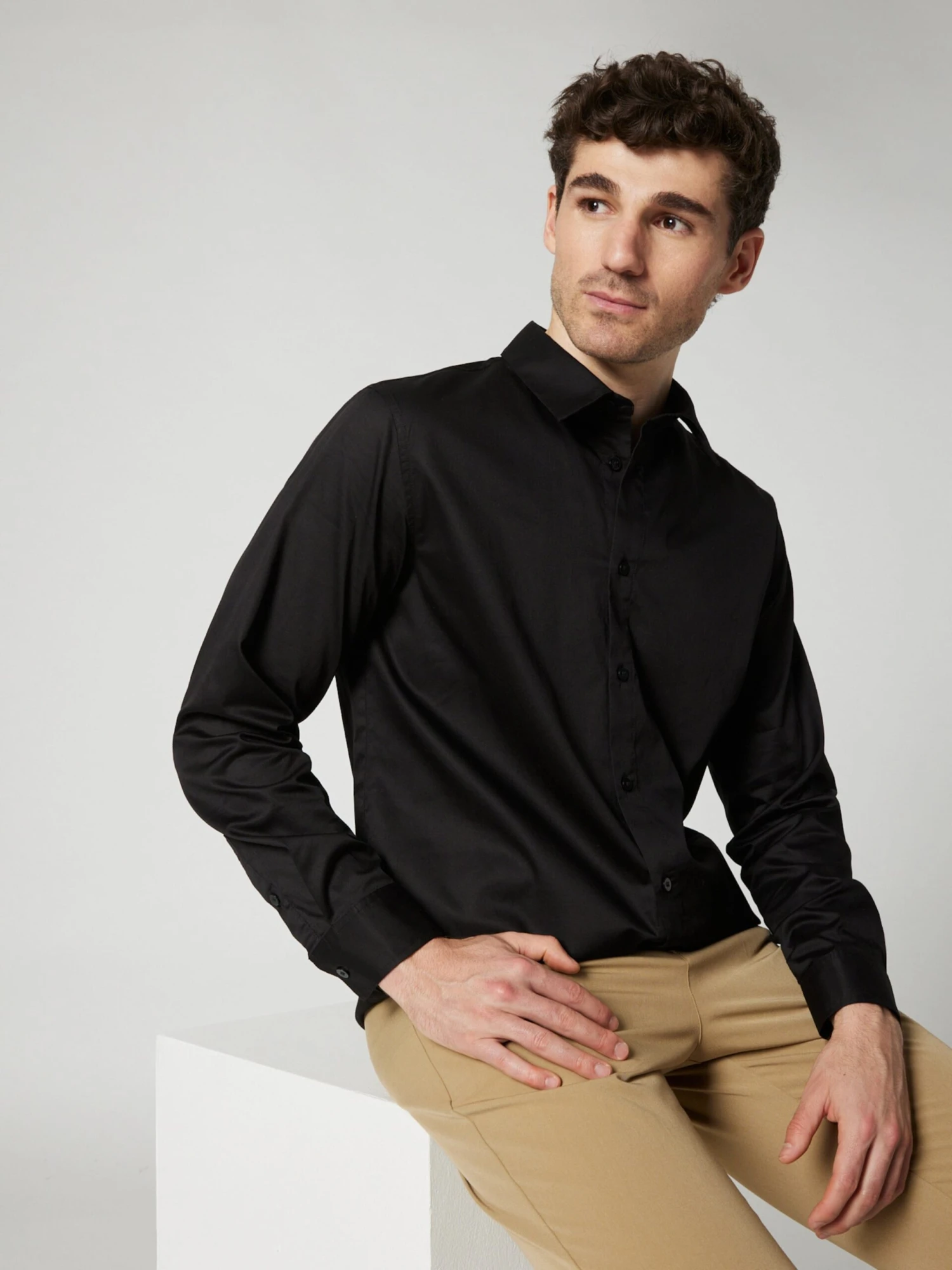 Business Skjorter Regular Fit Forretningsskjorte Nils Mænd Sort - Billede 3