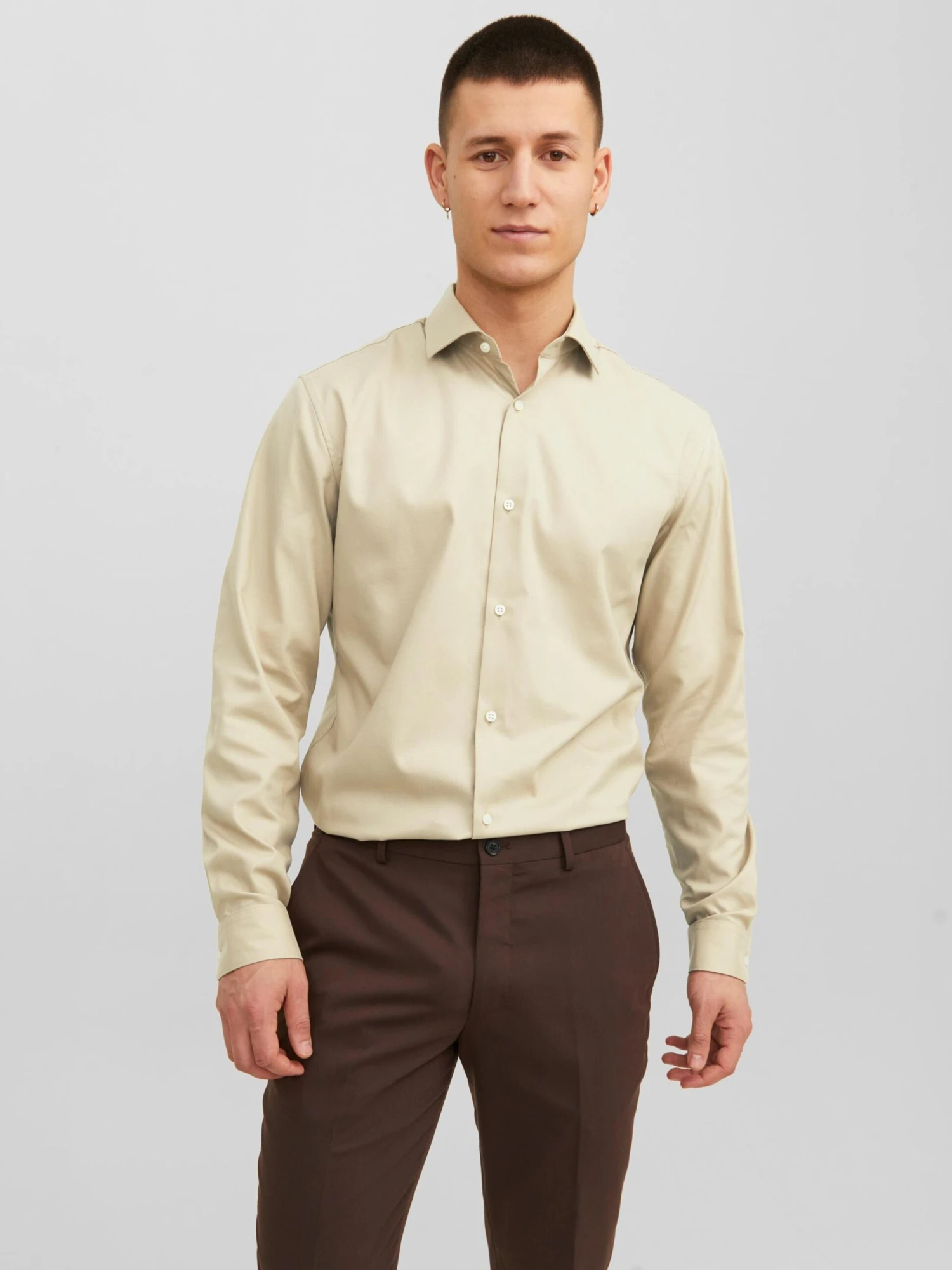 Jack & Jones Business Skjorter Slim Fit Forretningsskjorte Parker Mænd Mørkebeige - Billede 2