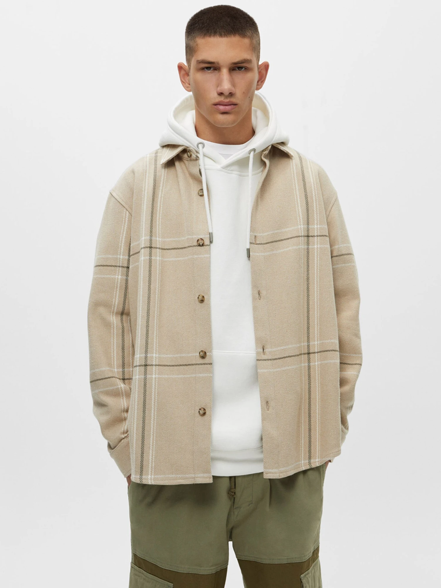 PULL & BEAR Ternede Skjorter Regular Fit Skjorte Mænd Mørkebeige - Billede 2