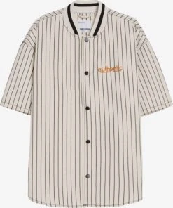 BERSHKA Denimskjorter Comfort Fit Skjorte Mænd Sort / Hvid