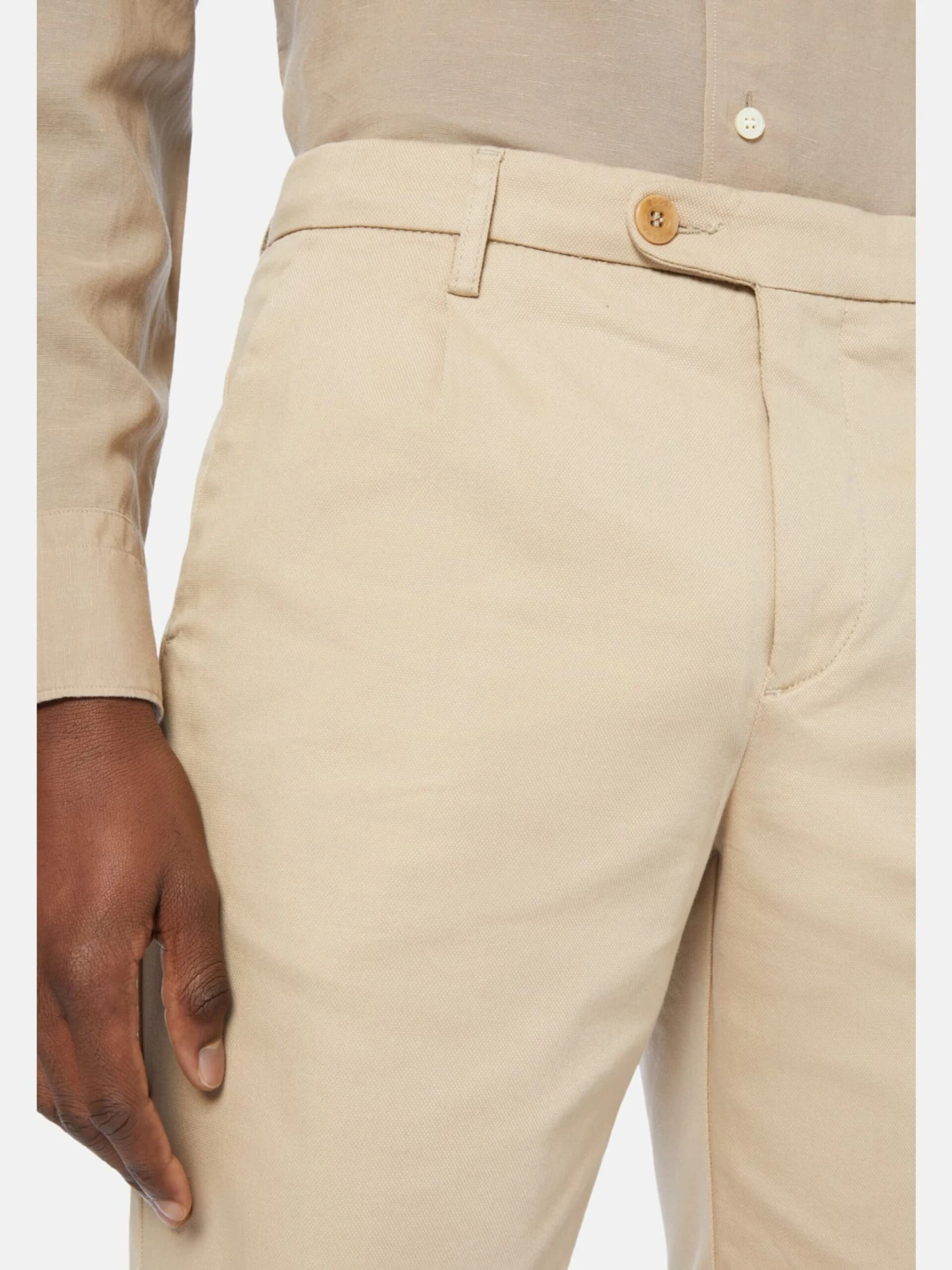 Chinoshorts Regular Bukser Med Lægfolder Mænd Beige - Billede 5