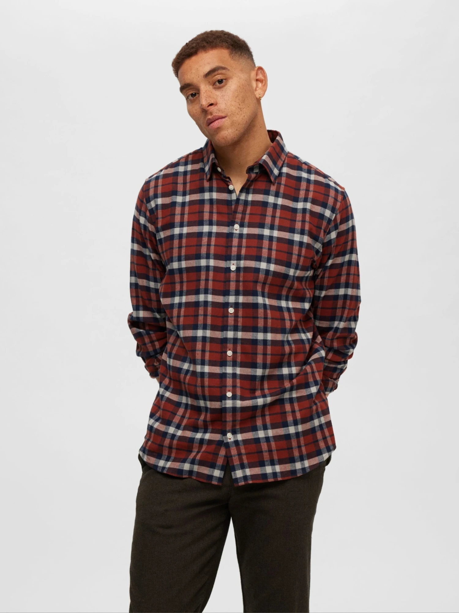 Selected Homme Ternede Skjorter Regular Fit Skjorte Owen Mænd Rustbrun / Umbra - Billede 2