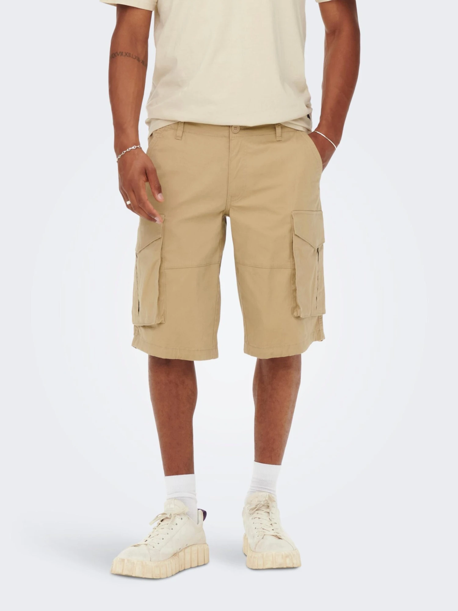 Only & Sons Cargoshorts Regular Cargobukser Kim Mænd Mørkebeige - Billede 3