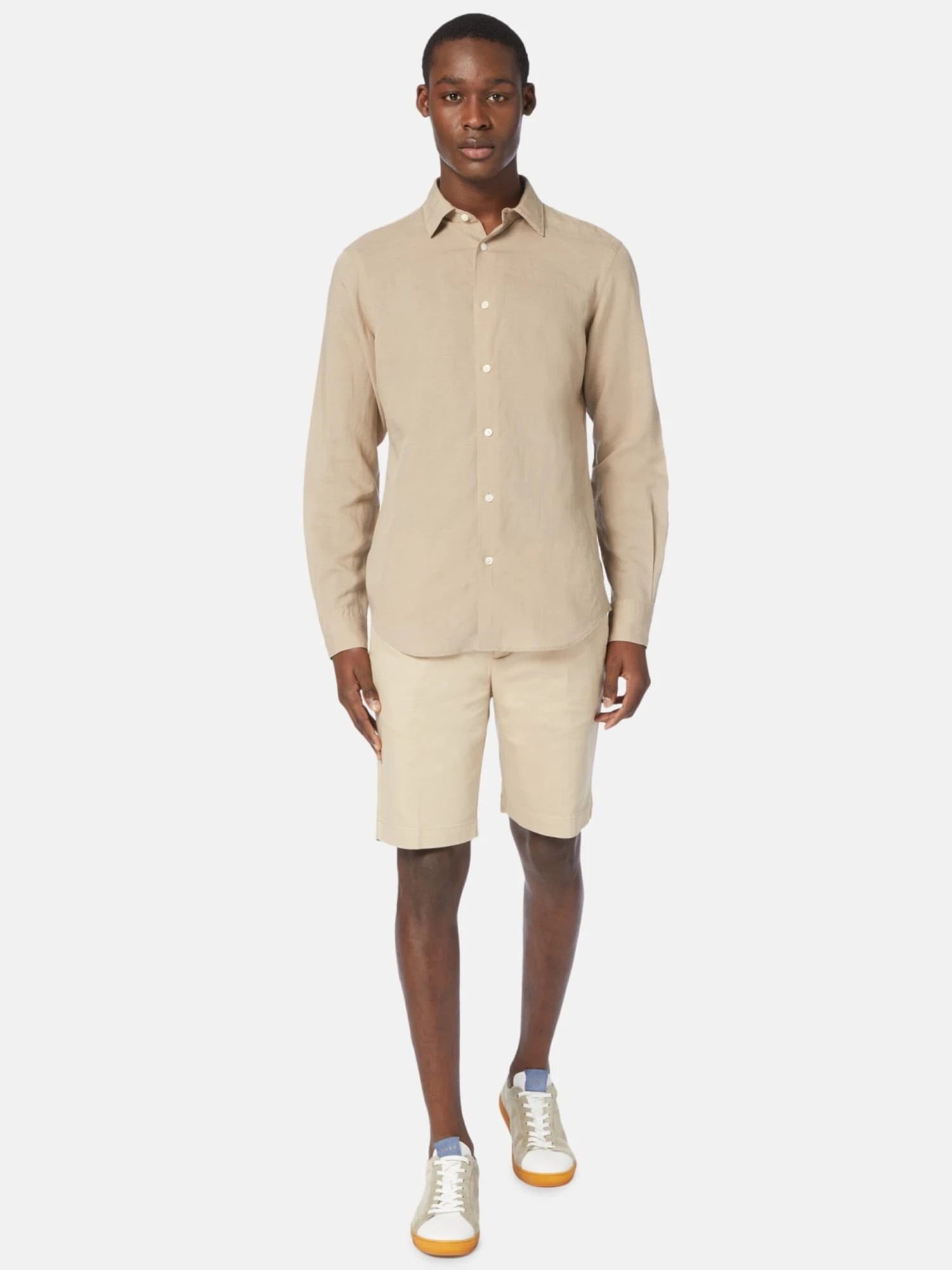 Chinoshorts Regular Bukser Med Lægfolder Mænd Beige - Billede 3