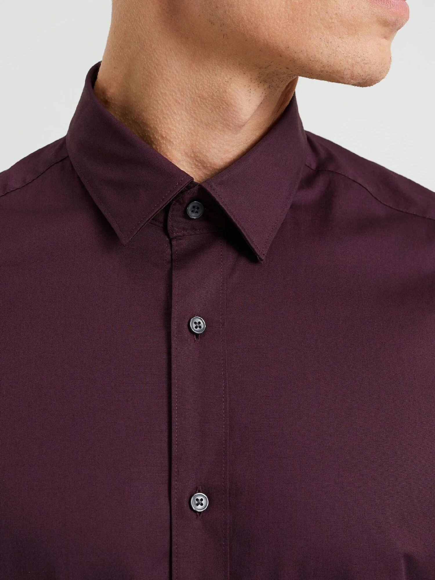 WE FASHION Casual Skjorter Slim Fit Skjorte Mænd Vinrød - Billede 5