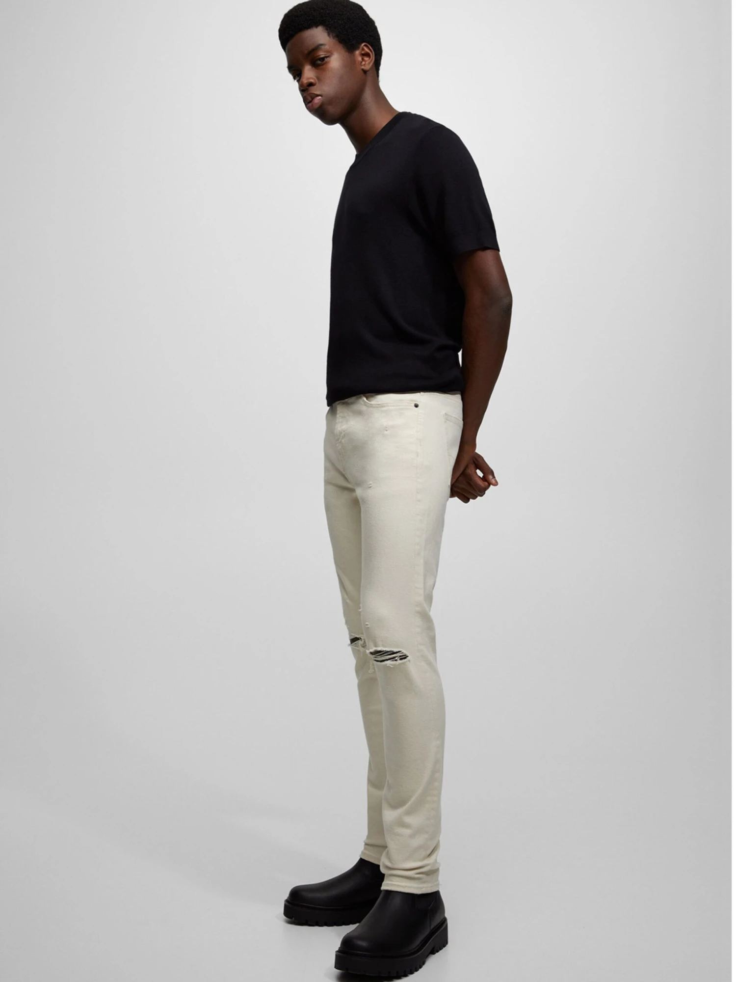 PULL & BEAR Slim Fit Slimfit Jeans Mænd Ecru - Billede 2