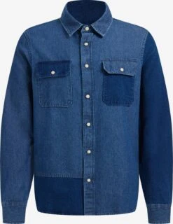 WE FASHION Denimskjorter Regular Fit Skjorte Mænd Mørkeblå