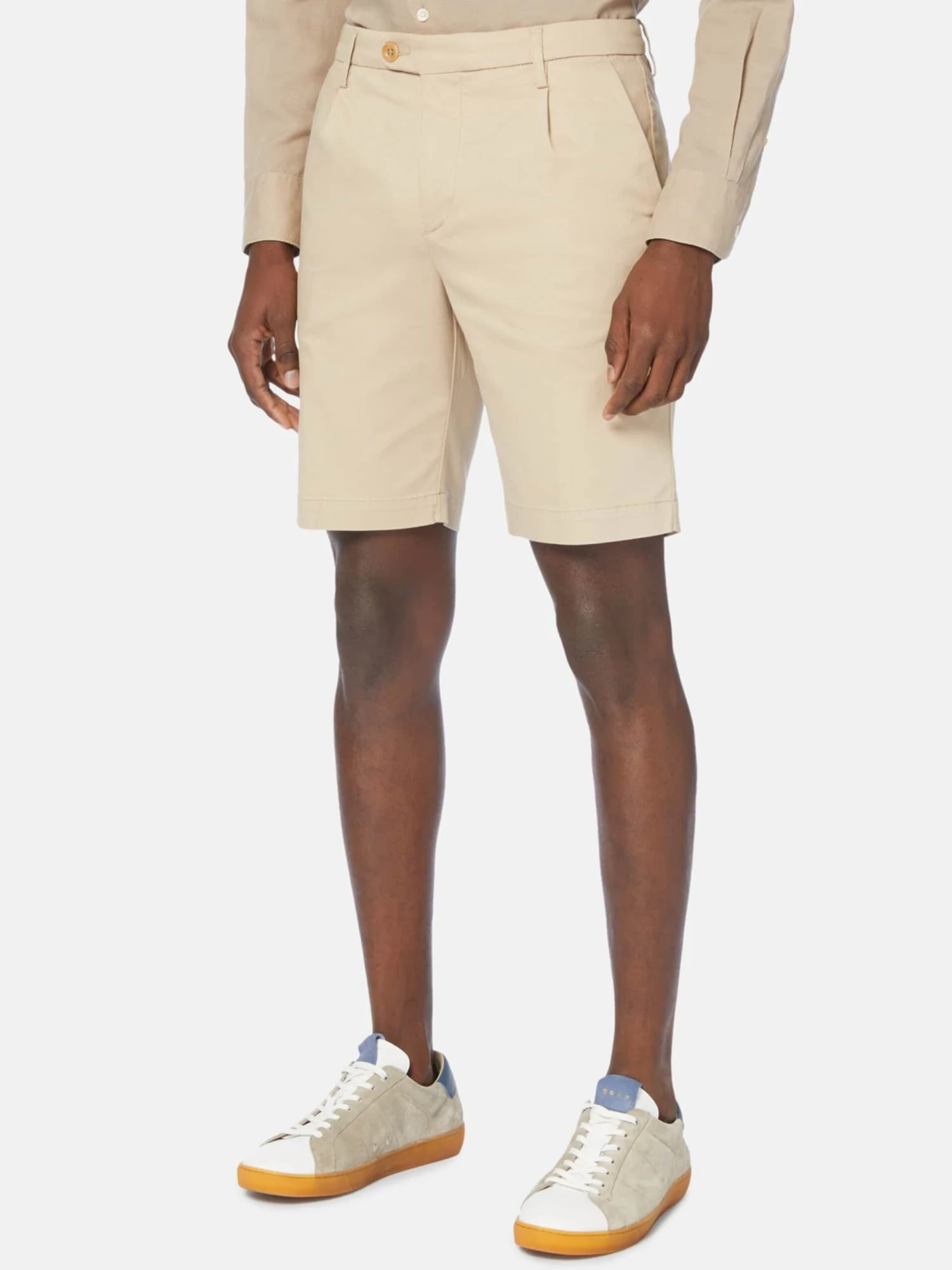 Chinoshorts Regular Bukser Med Lægfolder Mænd Beige - Billede 2