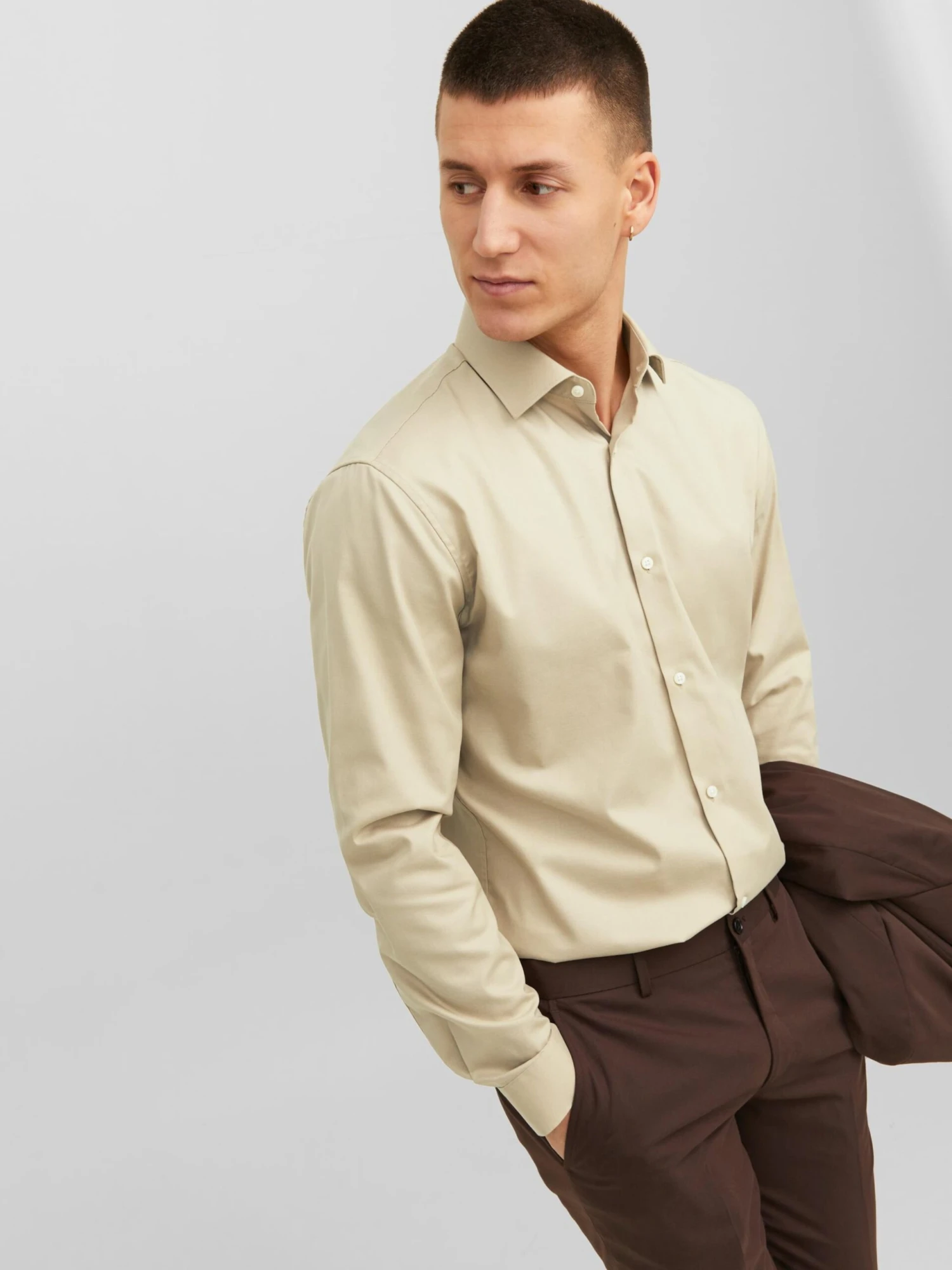 Jack & Jones Business Skjorter Slim Fit Forretningsskjorte Parker Mænd Mørkebeige - Billede 5