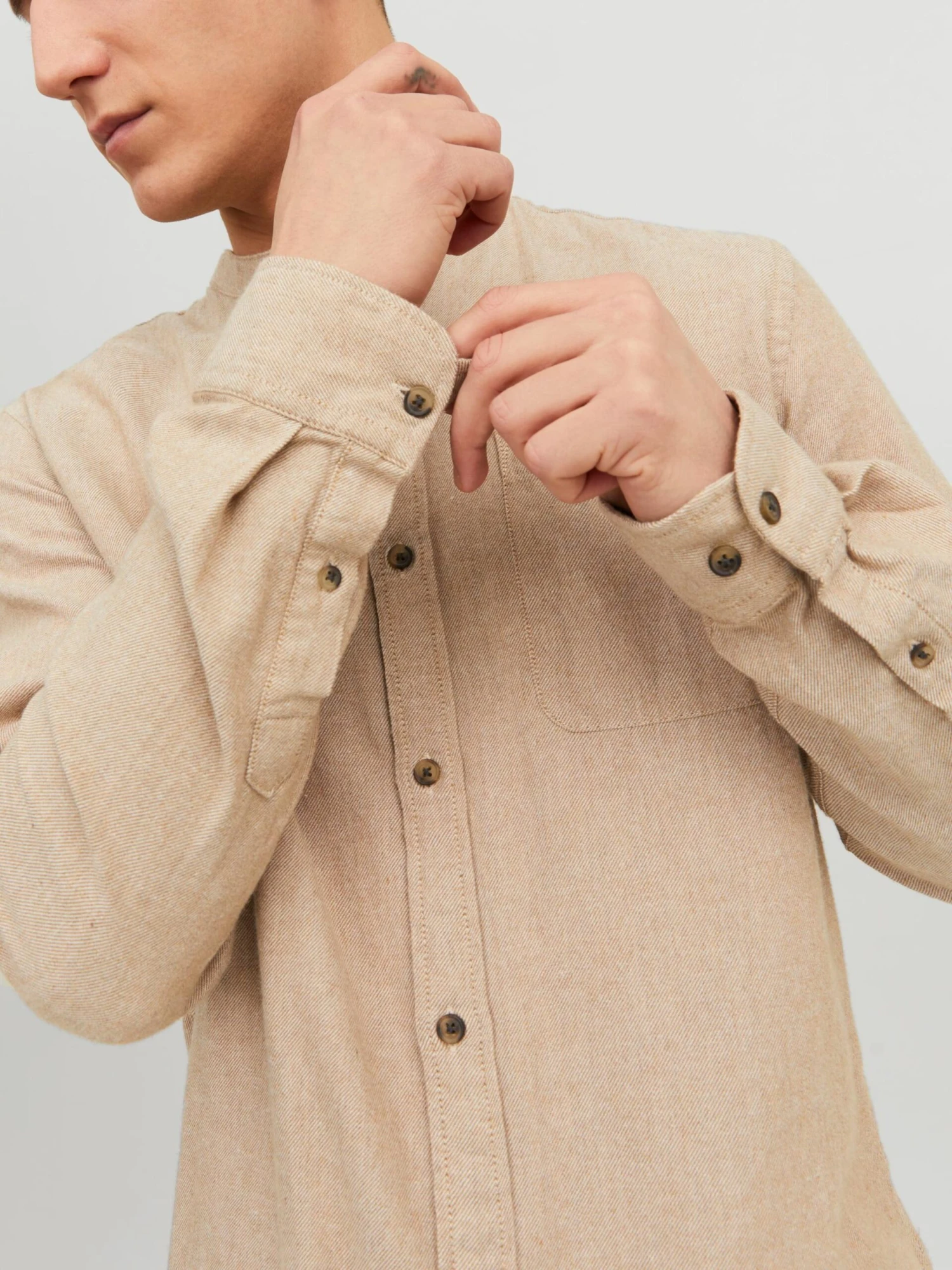 Jack & Jones Casual Skjorter Comfort Fit Skjorte Band Mænd Beige-meleret - Billede 6