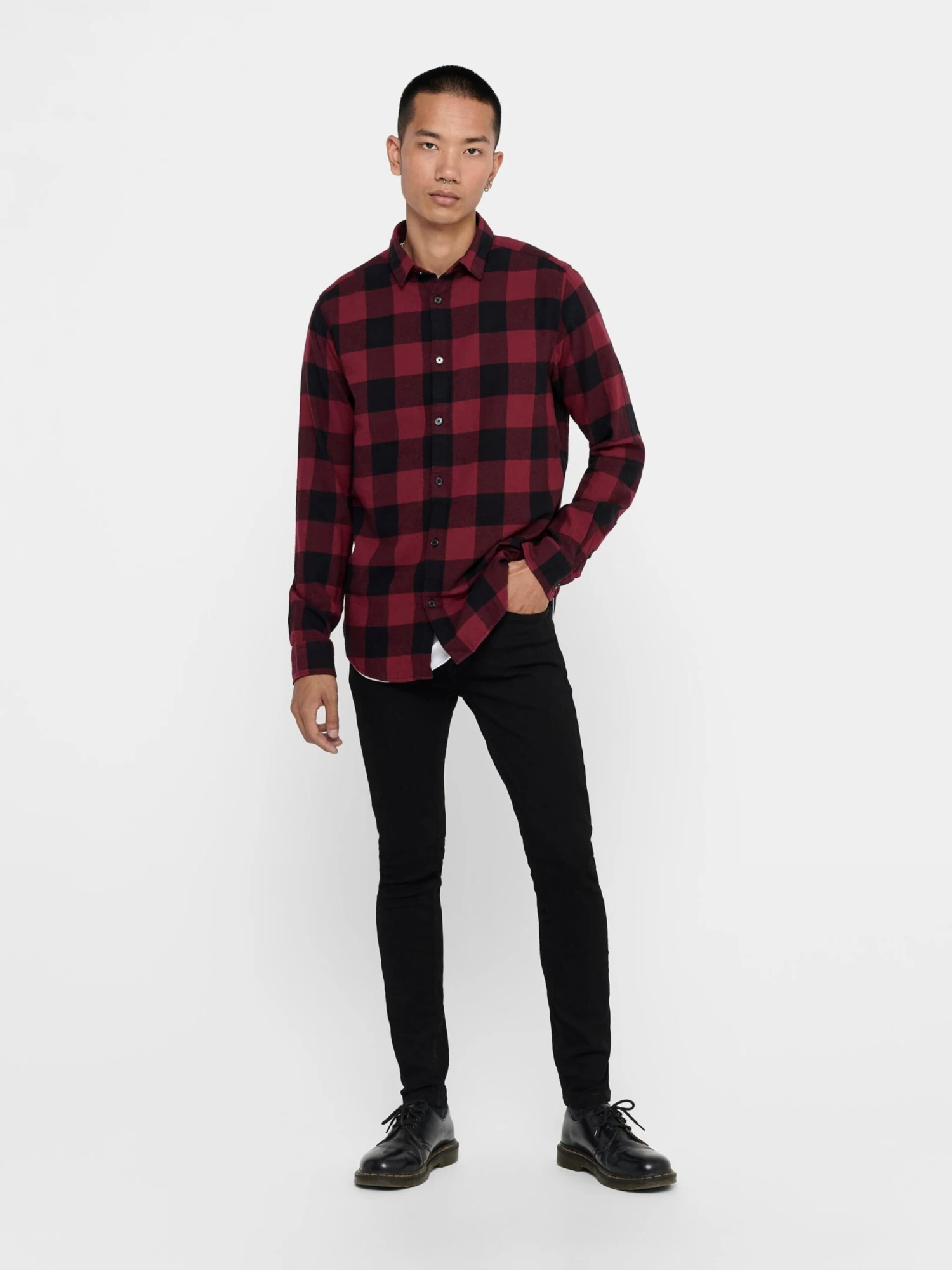 Only & Sons Ternede Skjorter Slim Fit Skjorte Gudmund Mænd Rustrød - Billede 5
